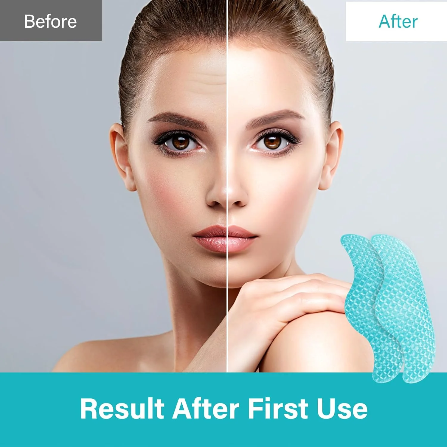 Forehead Wrinkle Patches, Face Wrinkle Patches, Smooth Forehead to Smooth Fine Lines & Wrinkles, 10PCS Natural Anti-Wrinkle Forehead Patches with Hydrolyzed Collagen for Women, Blue