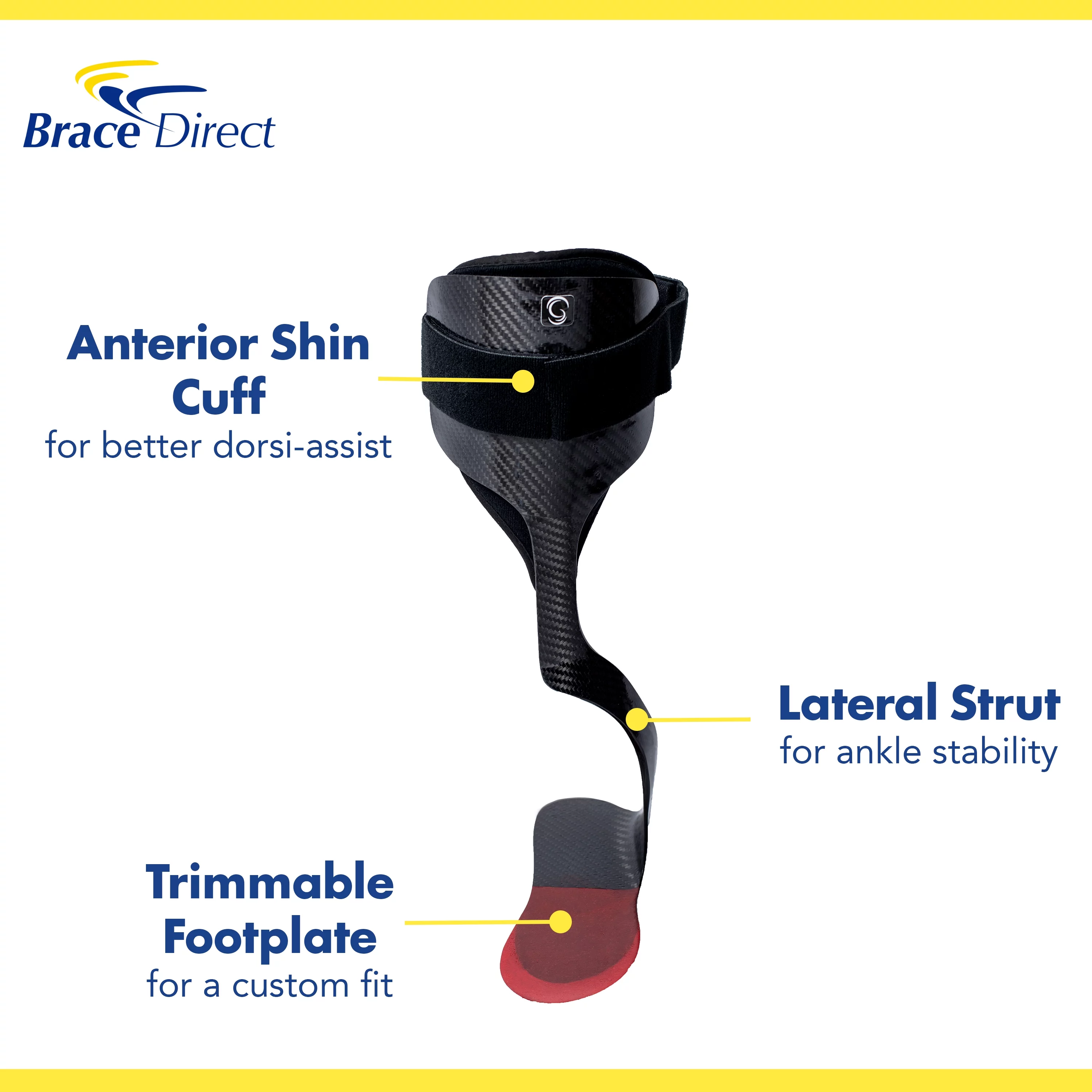 AFO Rehabilitator- Lightweight Carbon Fiber Ankle Foot Orthosis PDAC L1932- Guardian by Brace Direct