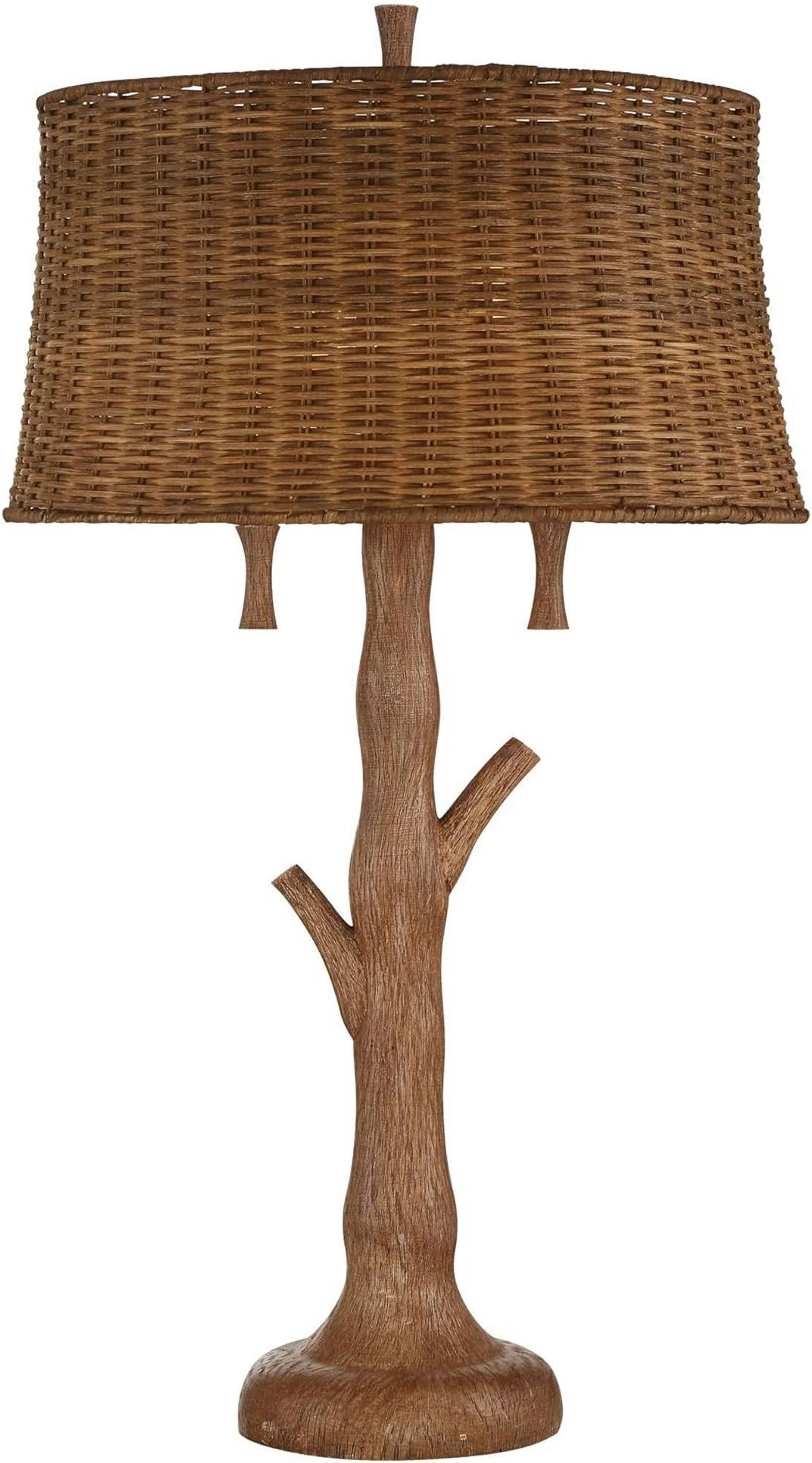 YPXNVTD Dawson Rustic Farmhouse Western Style Table Lamp 31.5" Tall Tree Trunk Brown Rattan Drum Shade Decor for Living Room Bedroom House Bedside Nightstand Home Office Entryway -