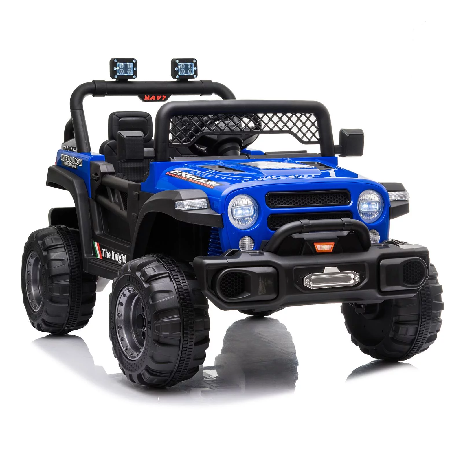 UBesGoo 12V Kids Battery Powered Electric Truck Ride-On Car with RC, Headlights, Music - Blue