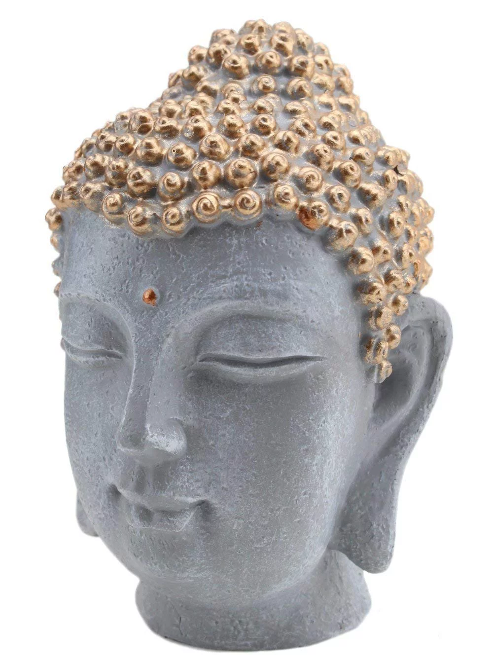 Smiling Meditating Buddha Shakyamuni Head Statue 7.5