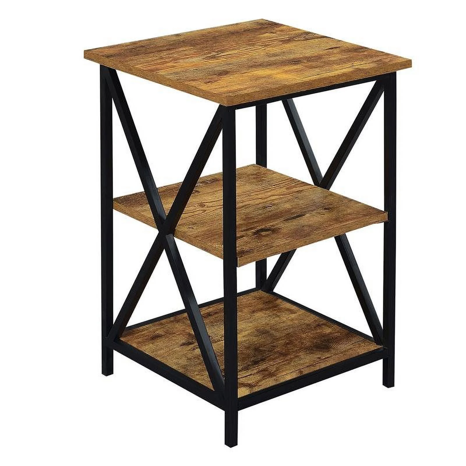 Pemberly Row Modern Three-Tier End Table in Walnut Wood Finish