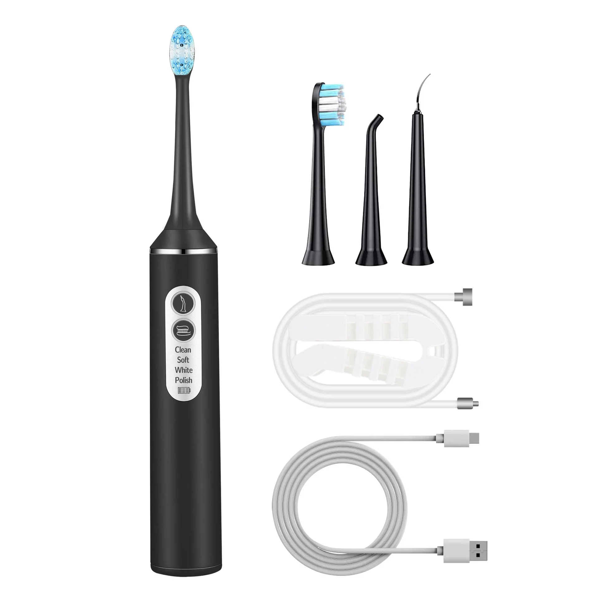 Electric Toothbrush with Water Flosser Combo, 3 in 1 Ultrasonic Toothbrush & Dental Oral Irrigator & Tooth Cleaner with 4 Modes, One Switch from Sonic Brushing to Water Flossing for Home Travel