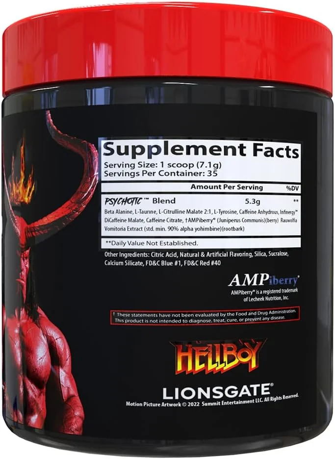 Insane Labz Psychotic Hellboy 35 Servings High Stim Pre Energy NO Booster, Cherry Limeade