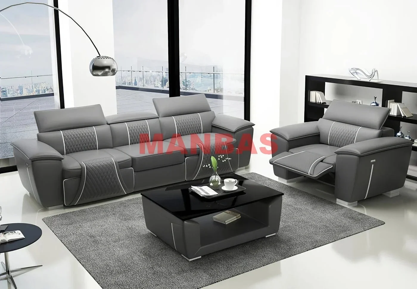 MANBAS U Shape Big Sofa Sectional Couch Electric Reclining Sofa Set Italian Genuine Leather Power Recliner Functional Salon Cama