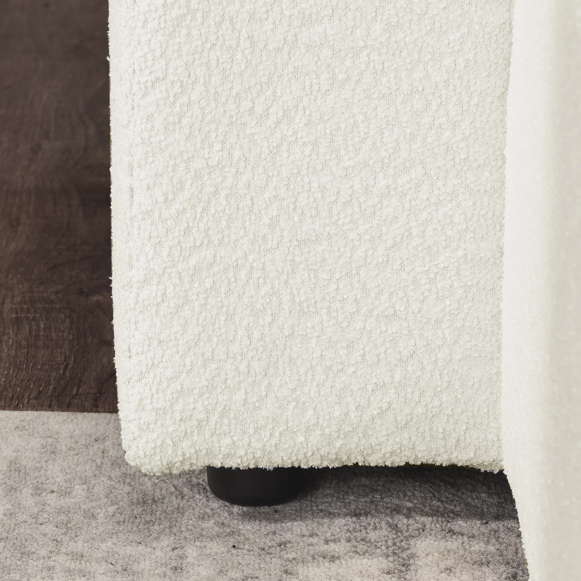 Homiyad L Shape Sectional Sofa with Right Side Chaise and Ottoman, Modular Sofa, Diy Combination, Loop Yarn Fabric, Beige