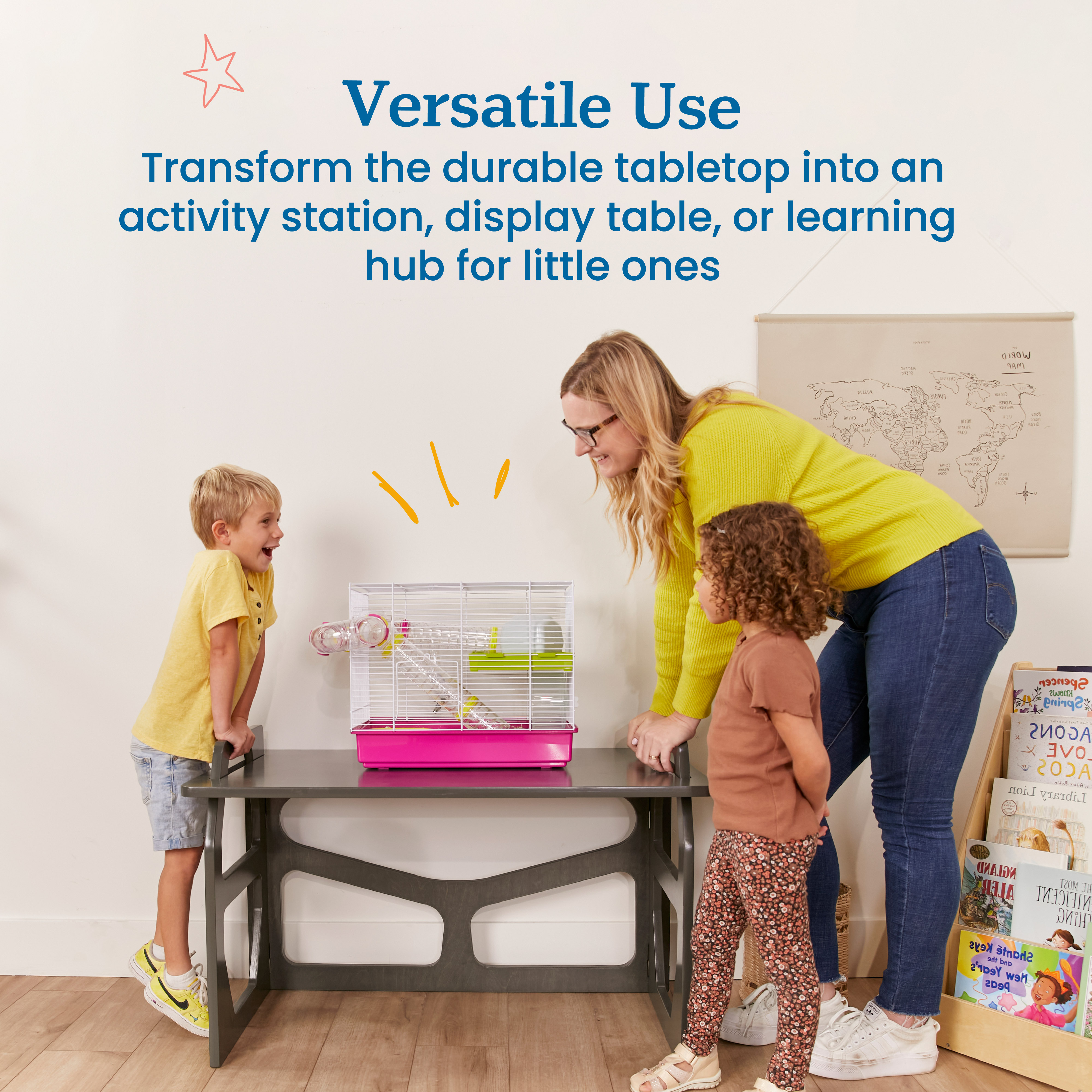 ECR4Kids StudyStation Desk, Grey Wash