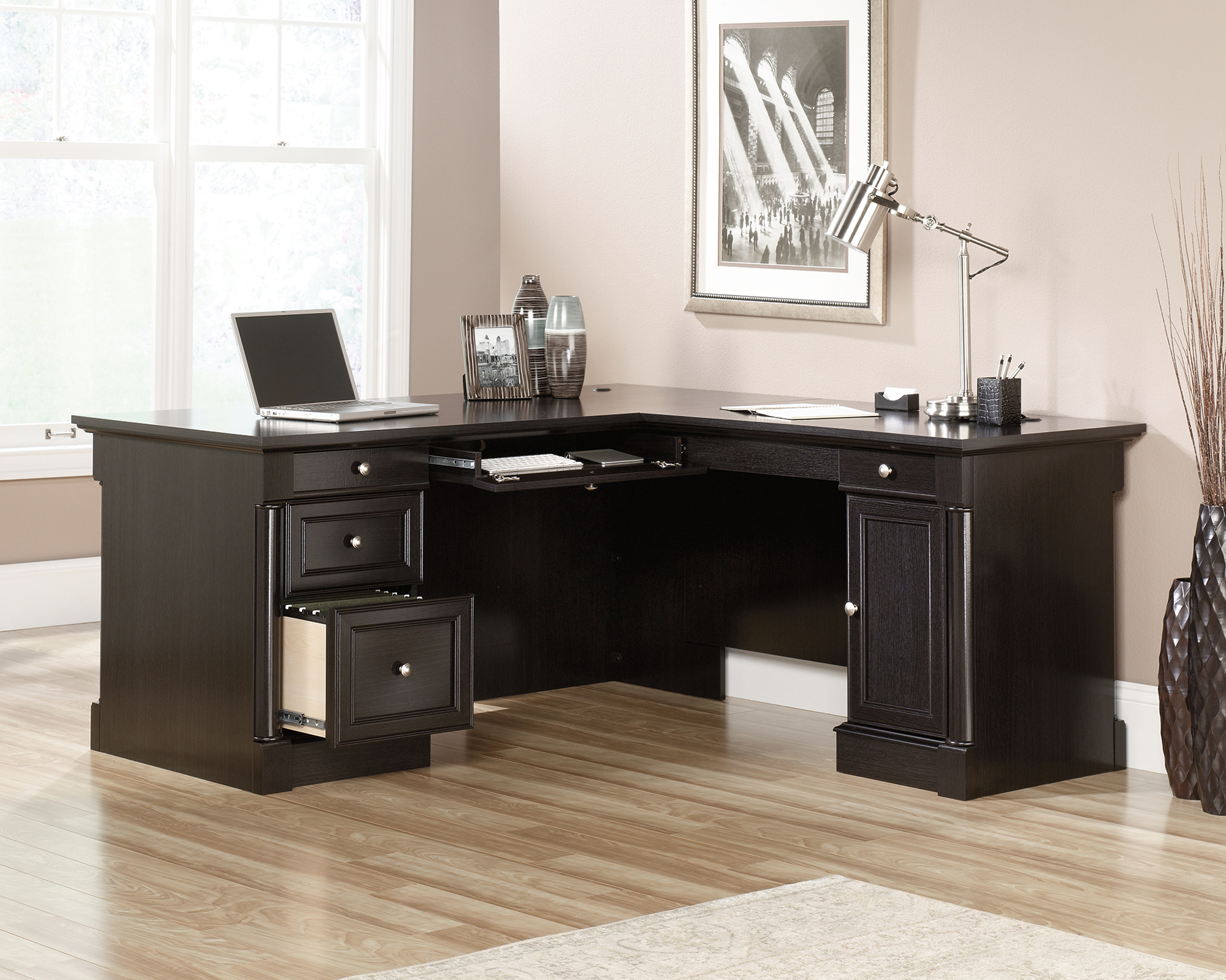 Palladia L-Shaped Desk Wind Oak