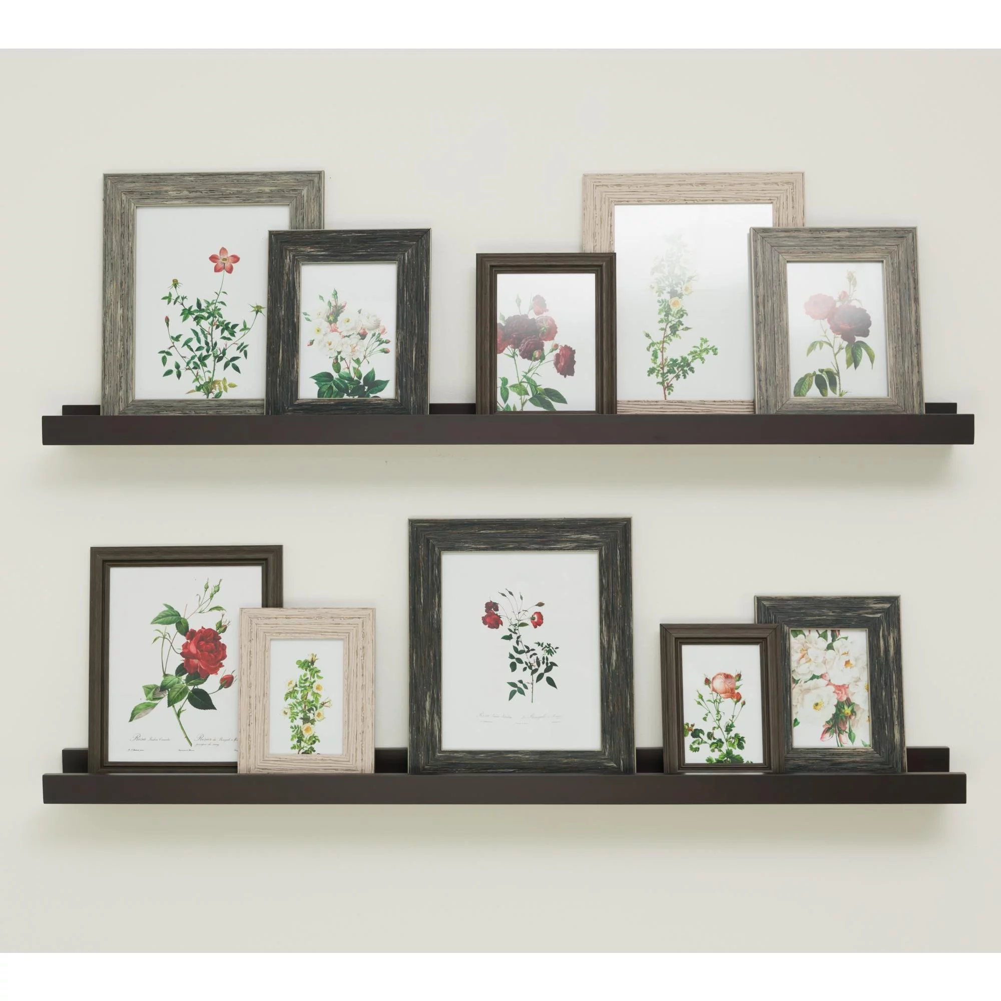 kieragrace KG Modern  Edge Frame Ledge  Set of 2 Espresso Engineered Wood