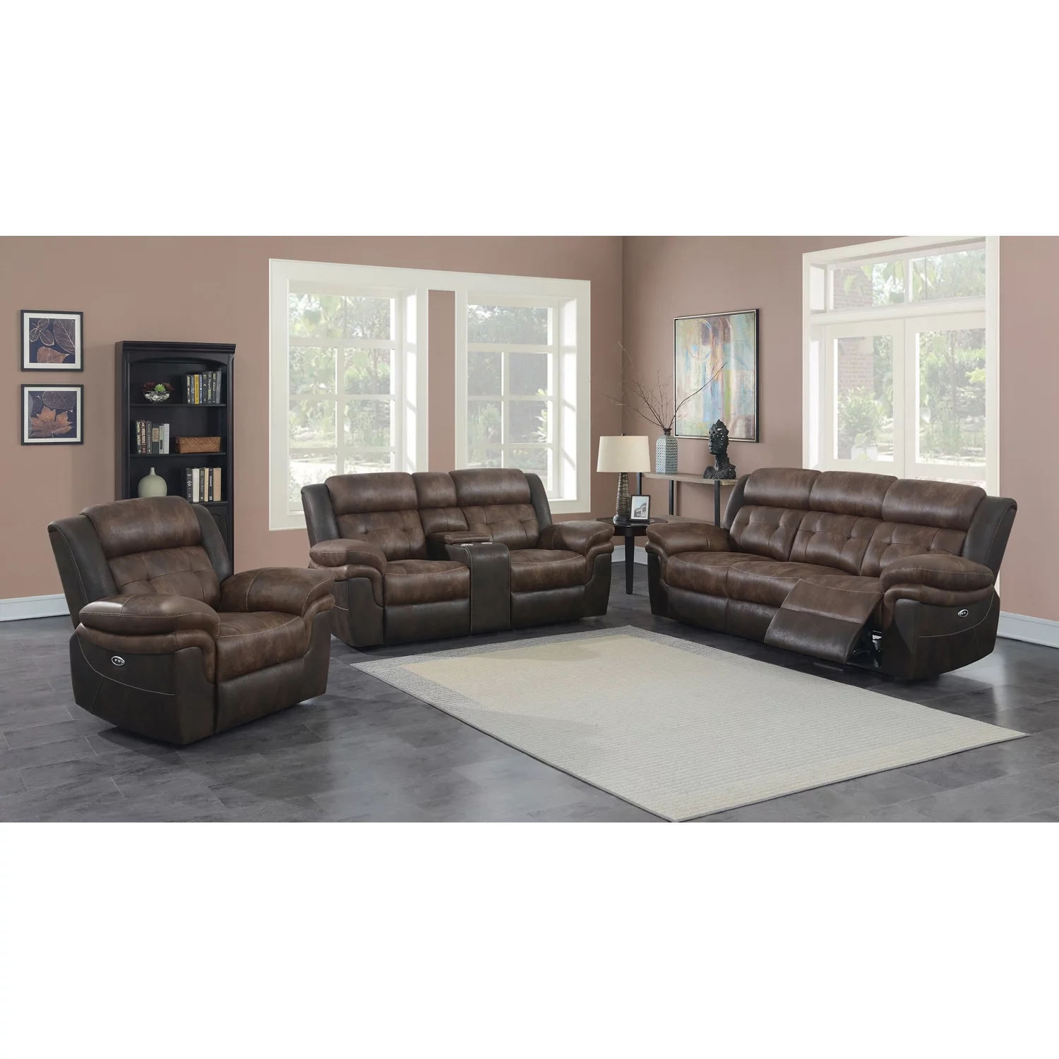 Saybrook Tufted Cushion Power Recliner Chocolate and Dark Brown