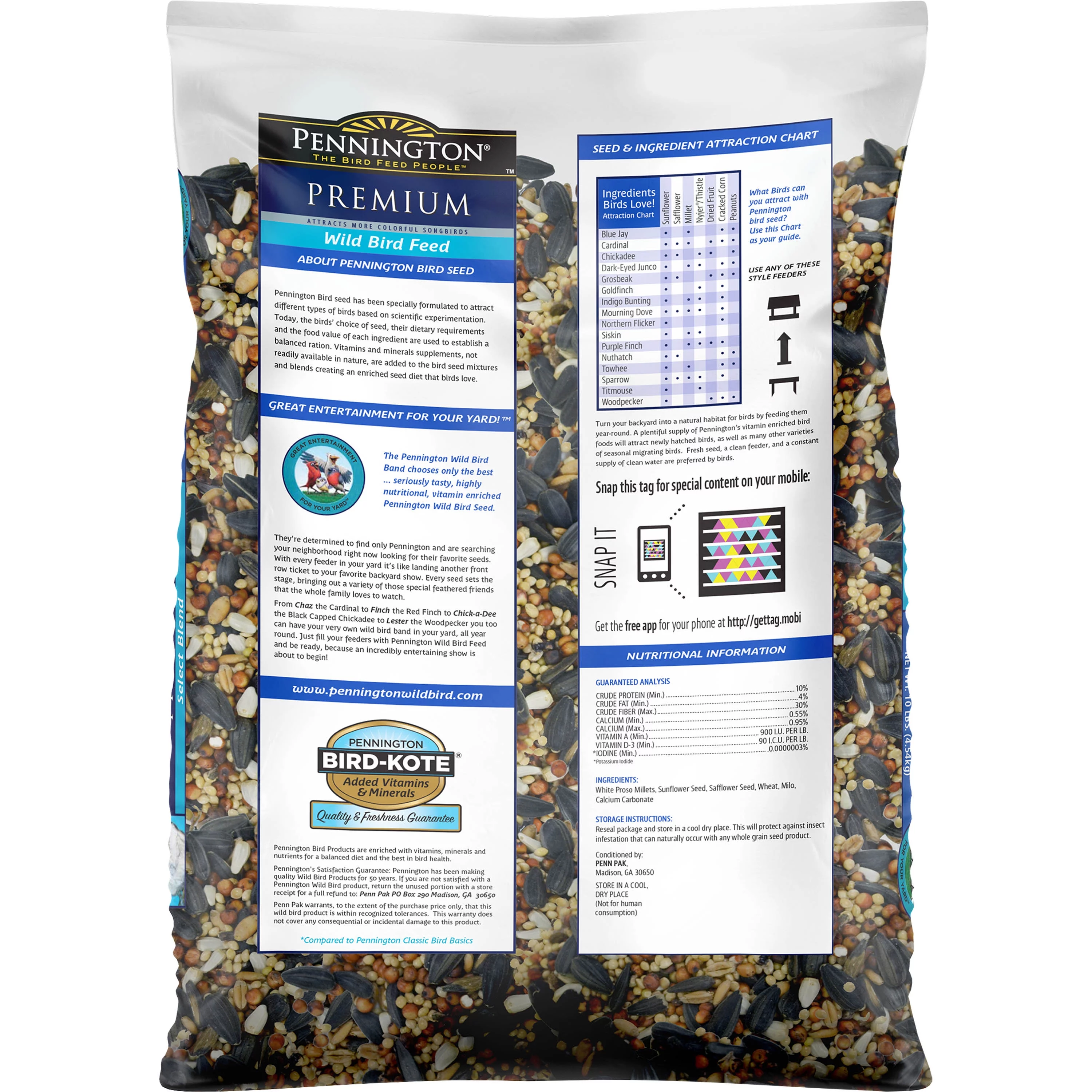 Pennington Premium Select Blend Dry Wild Bird Feed and Seed, 20 lb., 1 Pack