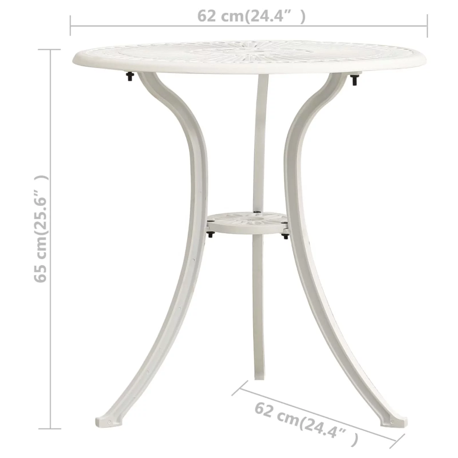 Tomshoo Patio Table White 24.4