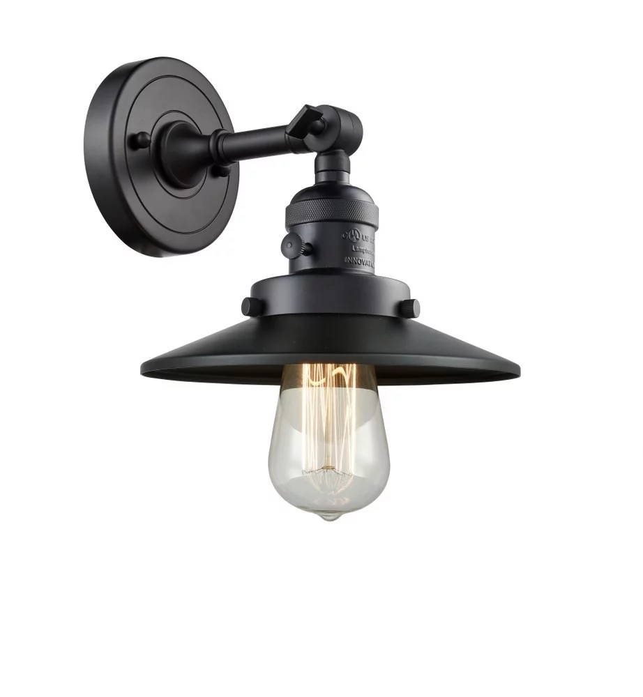 Innovations 203SW-BK-M6-LED Railroad 1 Light Sconce part of the Franklin Restoration Collection, Matte Black
