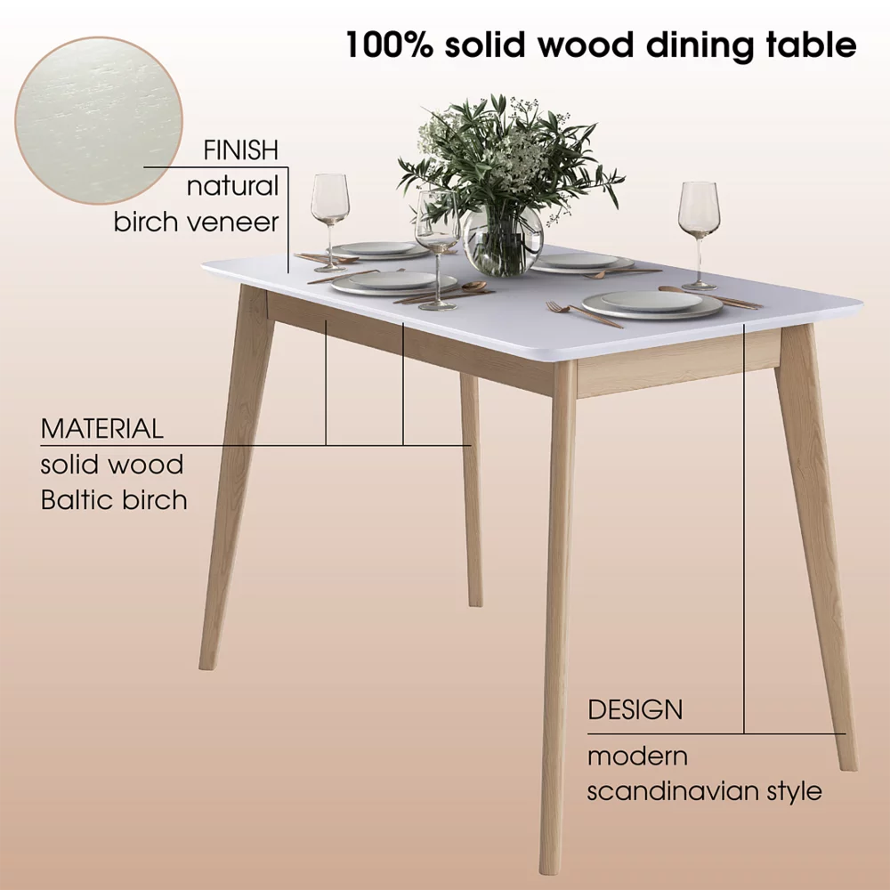 DAIVA CASA Pegasus 40x24 inch Rectangular Wooden Dining Table