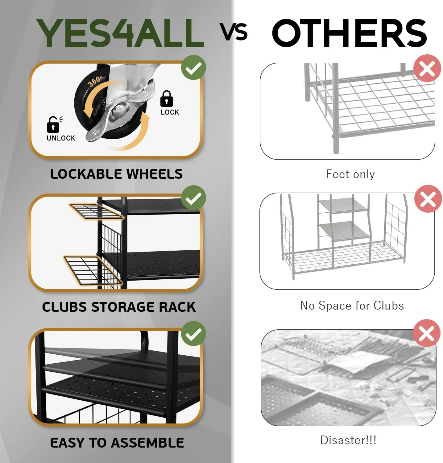 Golf Storage Garage Organizer - Extra Putter Stand