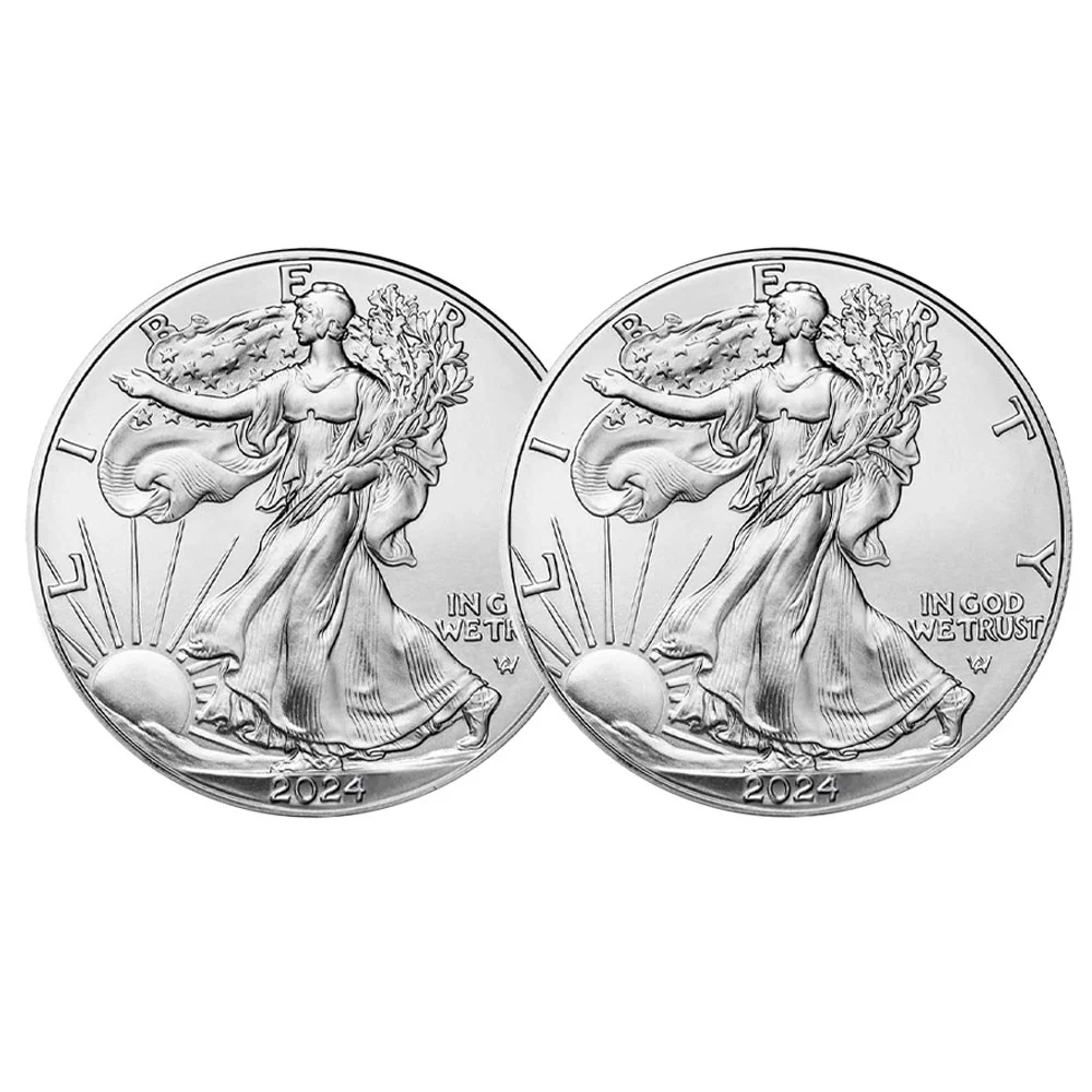 Lot of 2 - 2024 $1 American Silver Eagle 1 oz BU