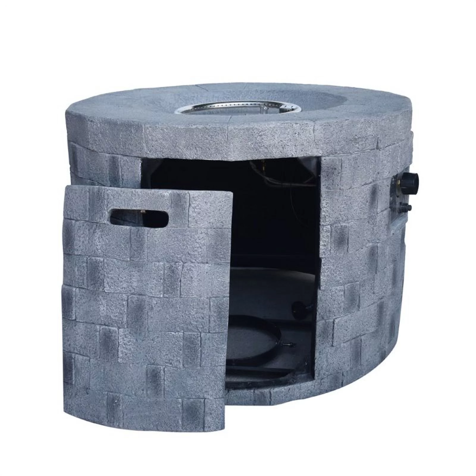 Noble House Dino Lightweight Concrete Circular Fire Pit in Gray