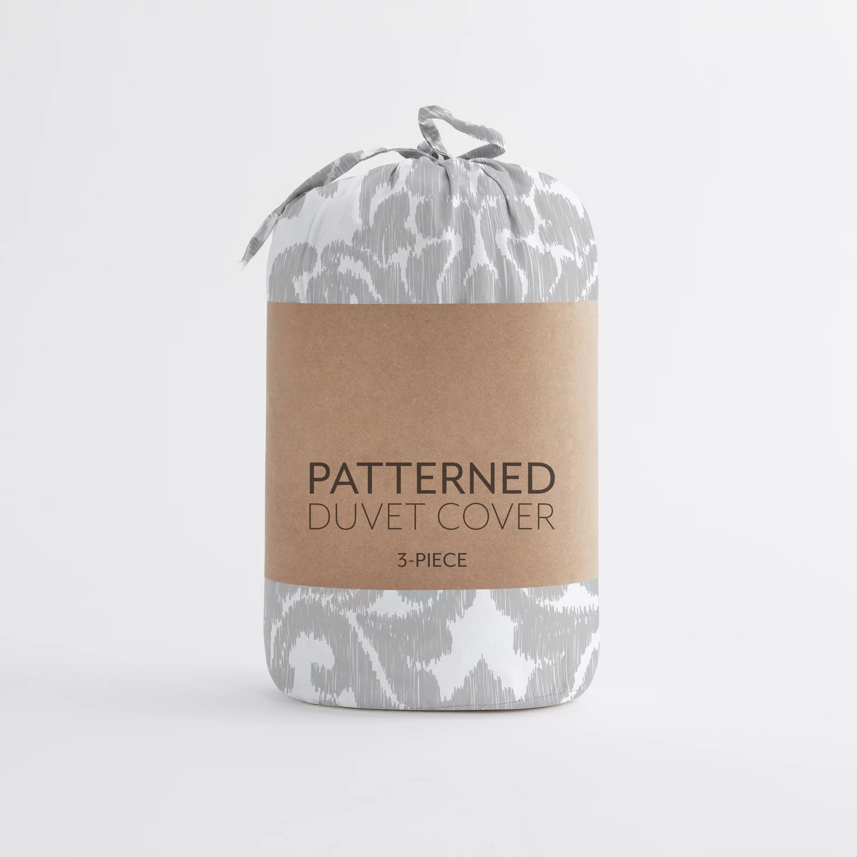 Noble Linens Light Gray Soft Damask Pattern 3-Piece Duvet Cover Set, Full/Queen