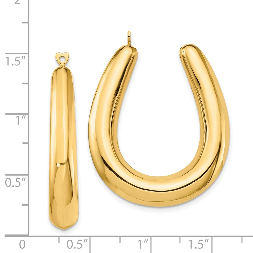 Primal Gold 14 Karat Yellow Gold Polished Hollow Hoop Earring Jackets