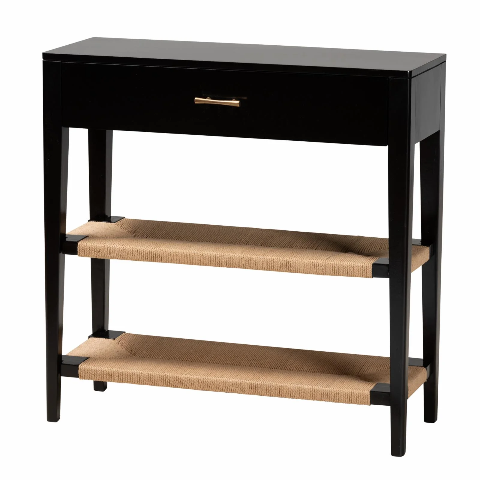 Baxton Studio Freya Black Finished Bayur Wood 1-Drawer Console Table