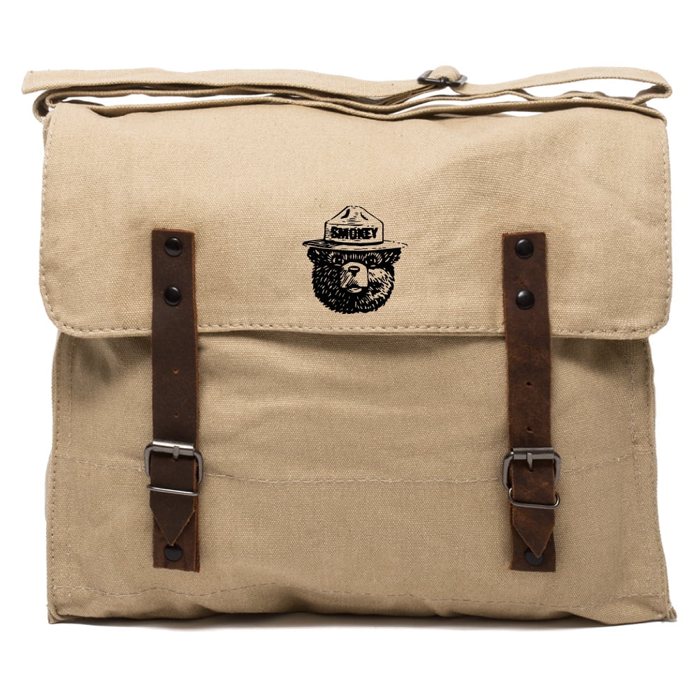 Grab A Smile Smokey Bear Heavyweight Canvas Medic Shoulder Bag, Khaki & Black