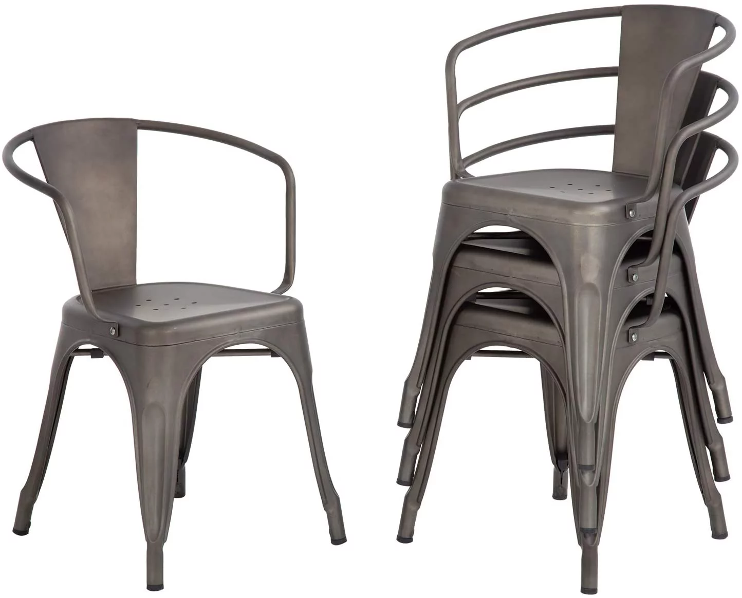 Metal Dining Chairs Set of 4 Patio Chiar Indoor Outdoor Metal Chairs Kitchen Metal Chairs 18 Inch Seat Height Restaurant Chair 330LBS Weight Capacity Tolix Side Metal Stackable Bar Chairs