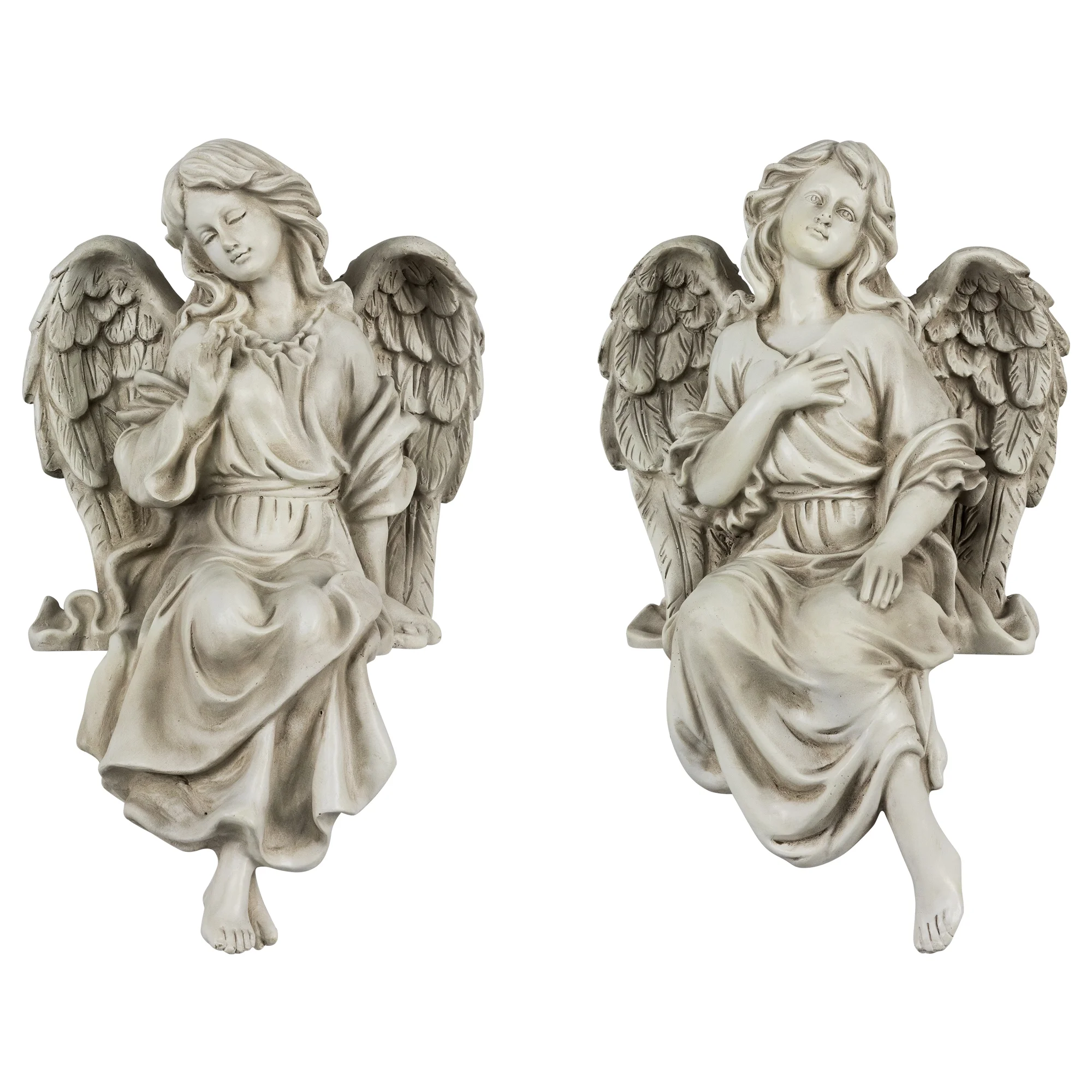 Northlight Set of 2 Sitting Angel Outdoor Patio Garden Statues 14
