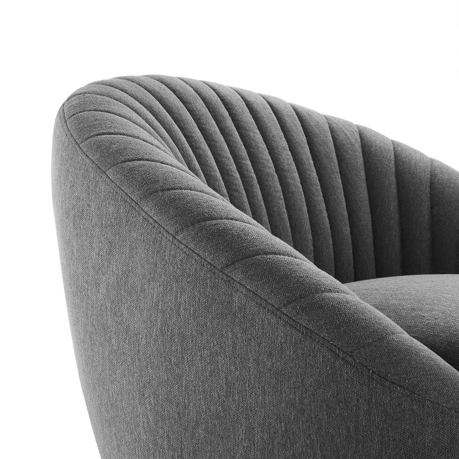 Modway Whirr Tufted Fabric Swivel Chair in Black Charcoal