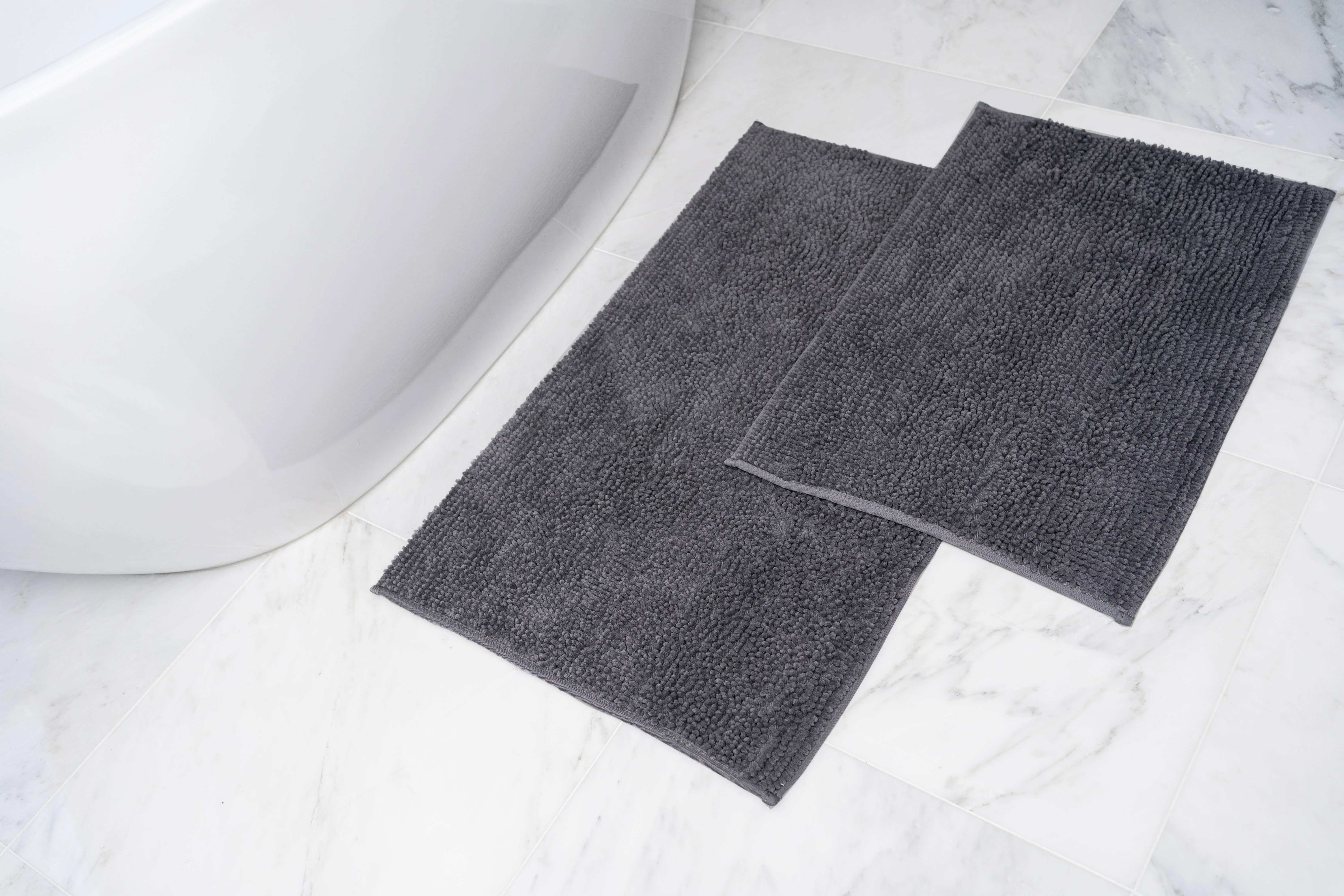 Comfy World Collection Two Piece Chenille Bath Mat Set, Ultra-Soft, Luxurious Feel, Anti-Slip, Super Absorbent
