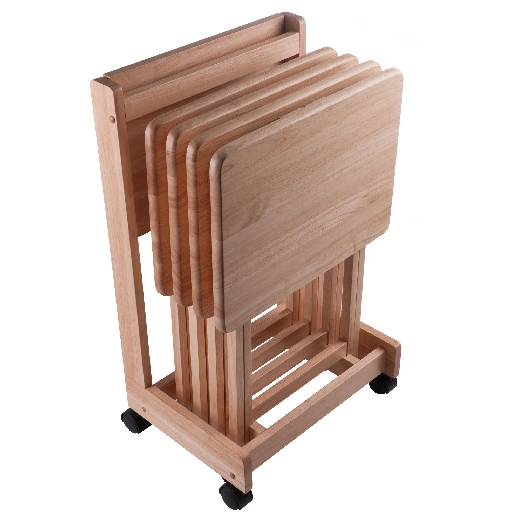 Winsome Wood Brienda 5-Piece Snack Table Set, Serving Cart, Natural Finish