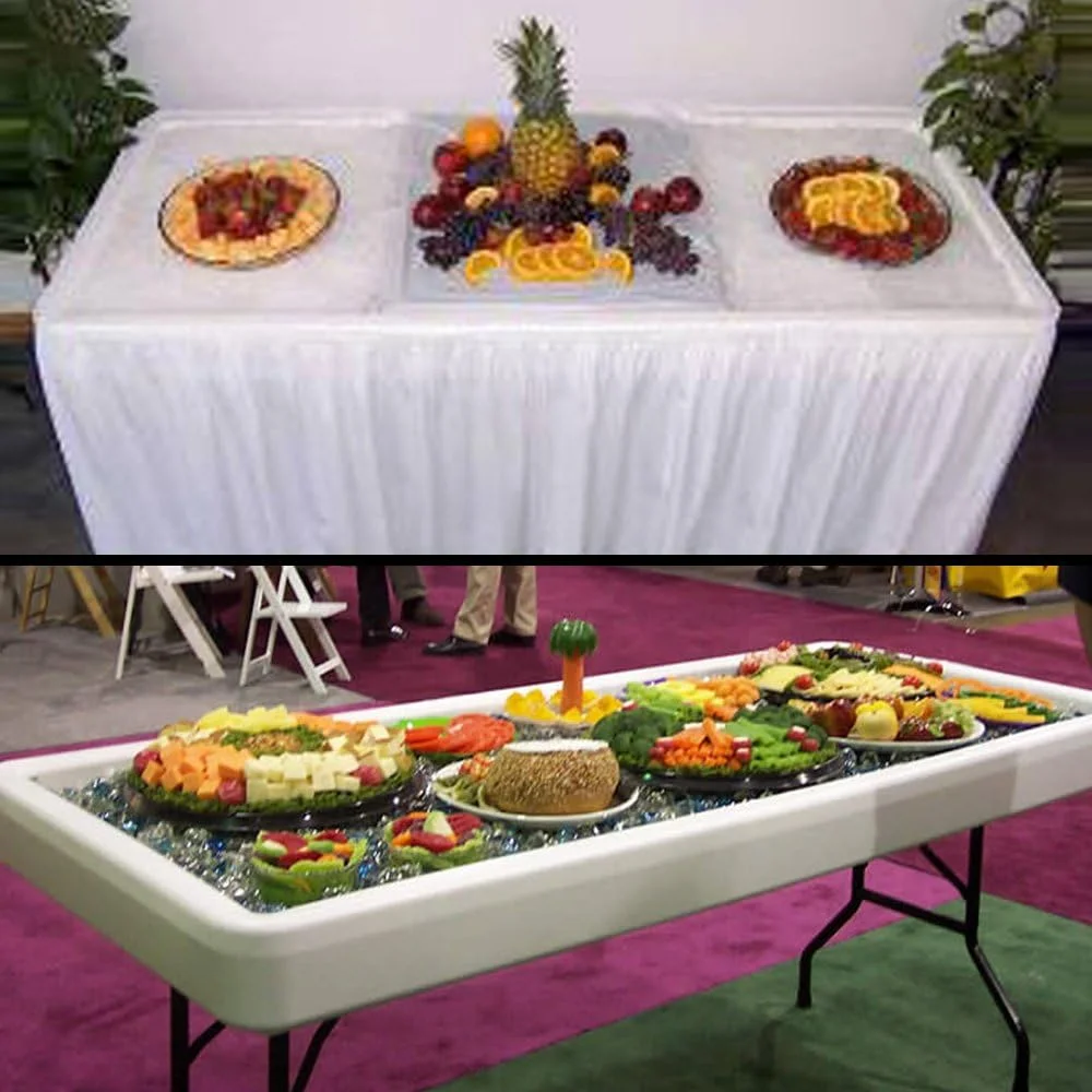 Portable Folding Party Ice Bin Table With Skirt - Black