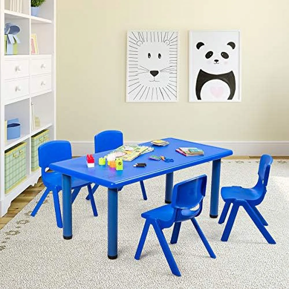 KHBIULIFE 47 x 23.5 Inch Rectangular  Table  Children School Activity Table for Reading Drawing Dining Playing  Multifunctional Plastic Table w/Steel Pipe  Toddler  for Boys & Girls (