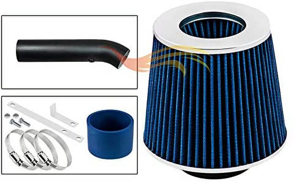 RW SERIES - MATTE BLACK PIPE BLUE - SHORT RAM INTAKE Compatible For 98-02 CHEVY CAVALIER/PONTIAC SUNFIRE