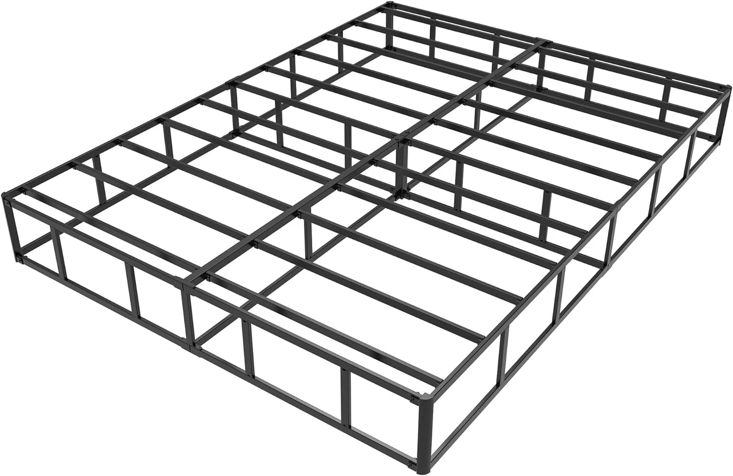 YILAN King Box Spring 7 Inch, Heavy Duty Metal Box Spring Bed Base with Fabric Cover, Mattress Foundation, Easy Assembly, Noise Free, Black