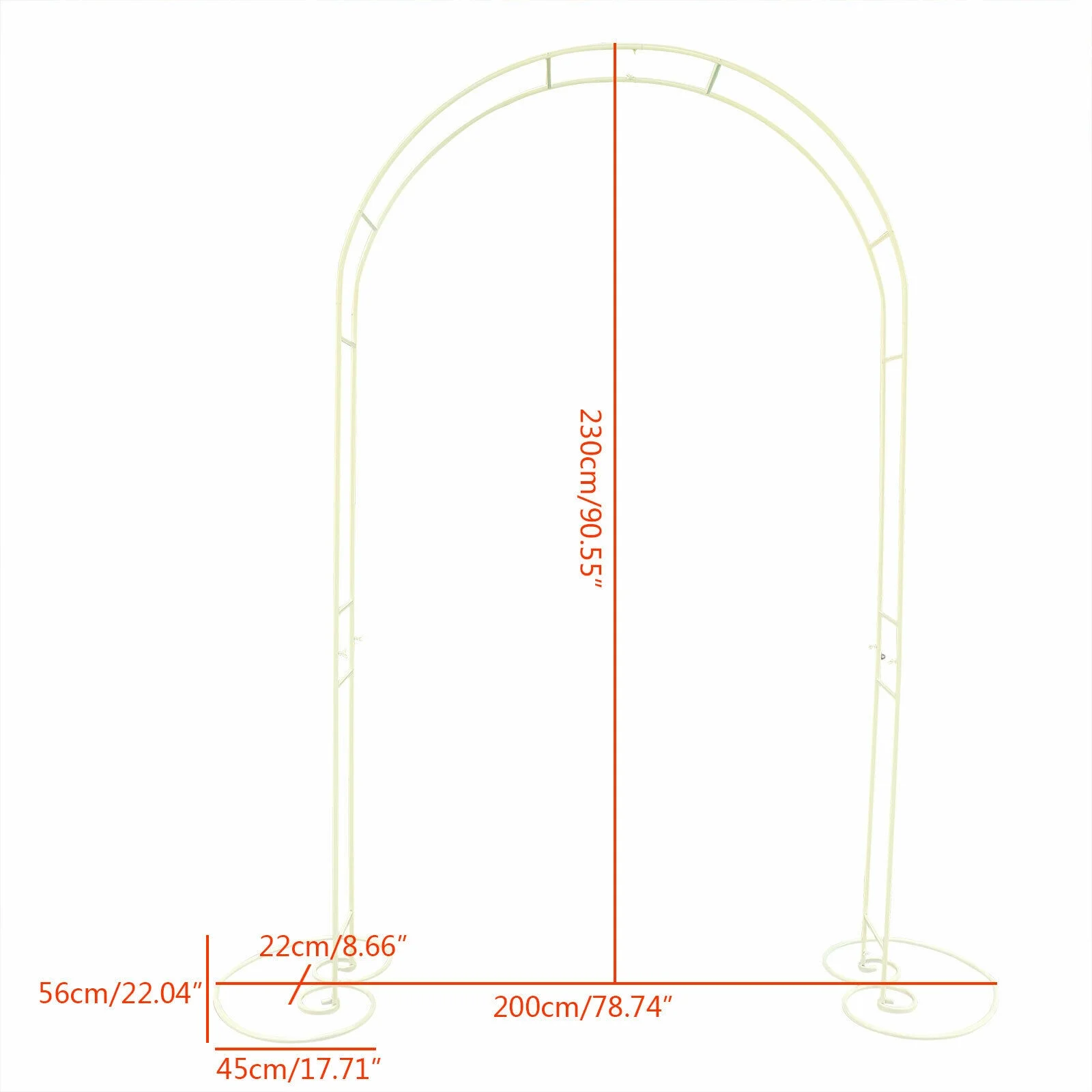 90.55” Wedding Arch Metal Frame Flower Balloon Garland Backdrop Plant Climbing Stand Party Event 7.5ft
