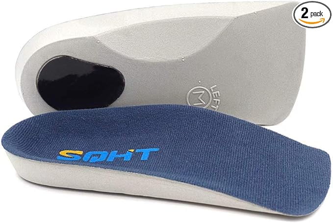 SQHT 3/4 Orthotics Shoe Insoles - Arch Support Insert Correct Over-Pronation, Fallen Arches, Flat Feet Metatarsal Support (S - W7-8.5 | M5.5-7)