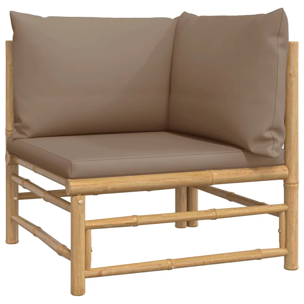 Anself 2 Piece Patio Set with Taupe Cushions Bamboo