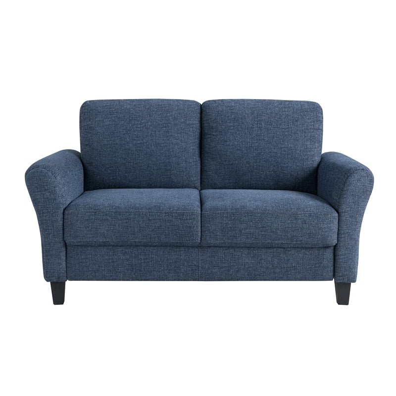 Lifestyle Solutions Alexa Loveseat with Rolled Arms, Blue Fabric