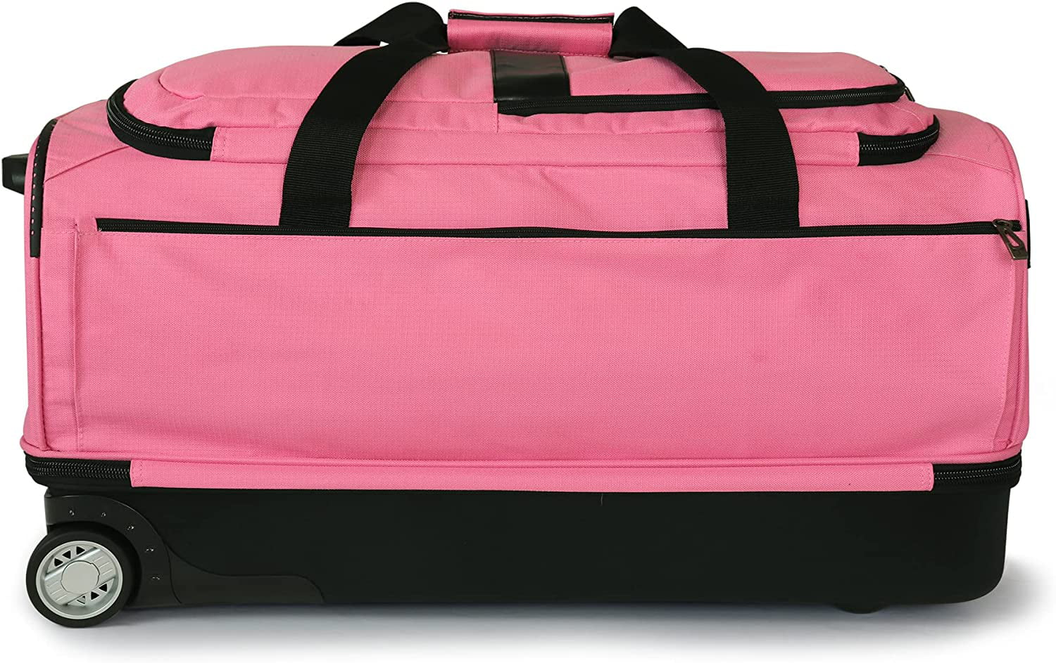Newly Designed Garment Rack 28 inch Duffel with Wheels, Collapsible Lightweight Drop-Bottom Dance Costume Travel Luggage, Pink/Black…