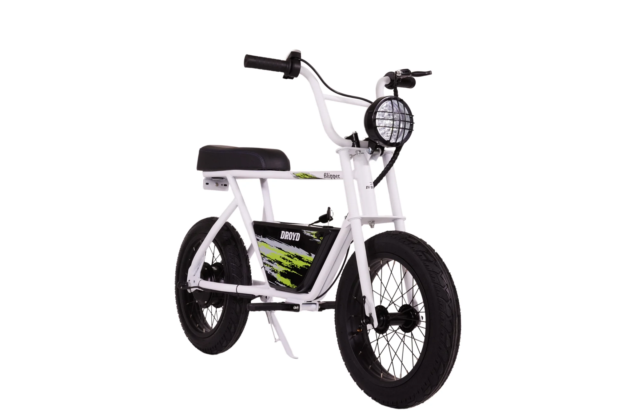 Droyd Blipper Electric Mini Bike - 250W Electric Bike for Kids Ages 13 & Up, 12.5 MPH, 12.5 Mile Range, 24V 10Ah Battery- White