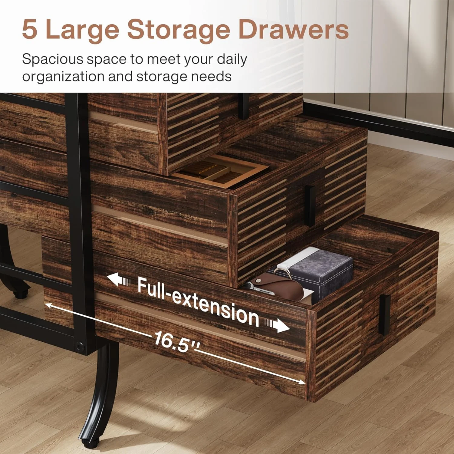 Tribesigns Computer Desk with 5 Drawers, 55