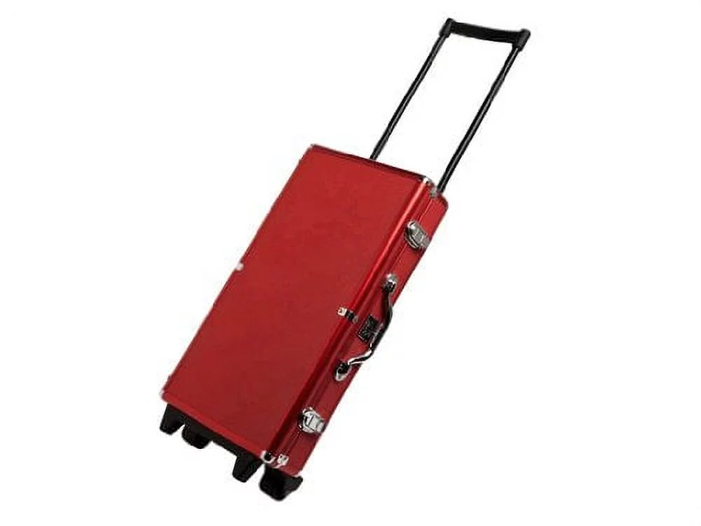 White Swan Mah Jongg Set Wheeled Aluminum Case (White Tiles Pusher Arms) American Mahjong Game Set, Red