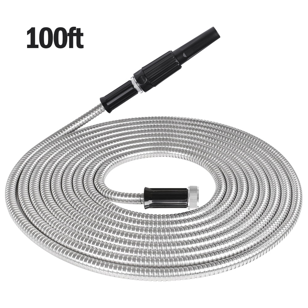 Stainless Steel Water Hose Heavy Duty Metal Garden Hose with Connector Outdoor 100ft/75ft/50ft/25ft 6 patterns adjustable Garden Hose