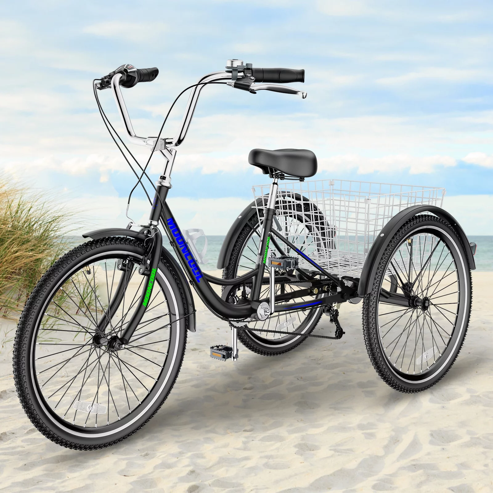 Docred Adult Tricycles,7 Speed 26inch Adult Tricycles for Women Men , Three-Wheeled Bicycles Cruiser Bikes with Shopping Basket, Adjustable Seat