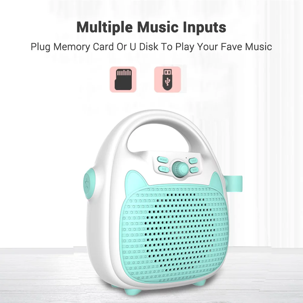 Eccomum Karaoke Machine Rechargeable Portable Karaoke Speaker with Microphone BT/Memory Card/USB Connectivity Lights for Boys Girls