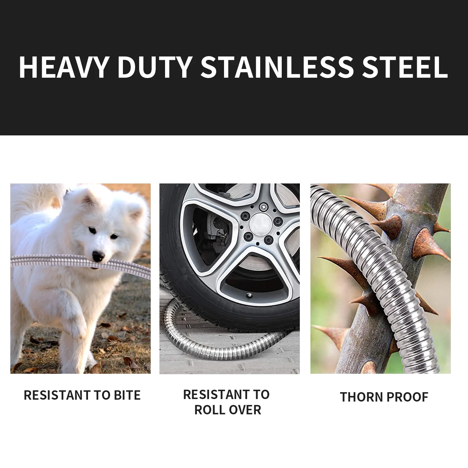 Sunifier Metal Short Garden Hose 8 ft, Flexible Stainless Steel Garden Hose, Heavy Duty Water Hose (8FT)