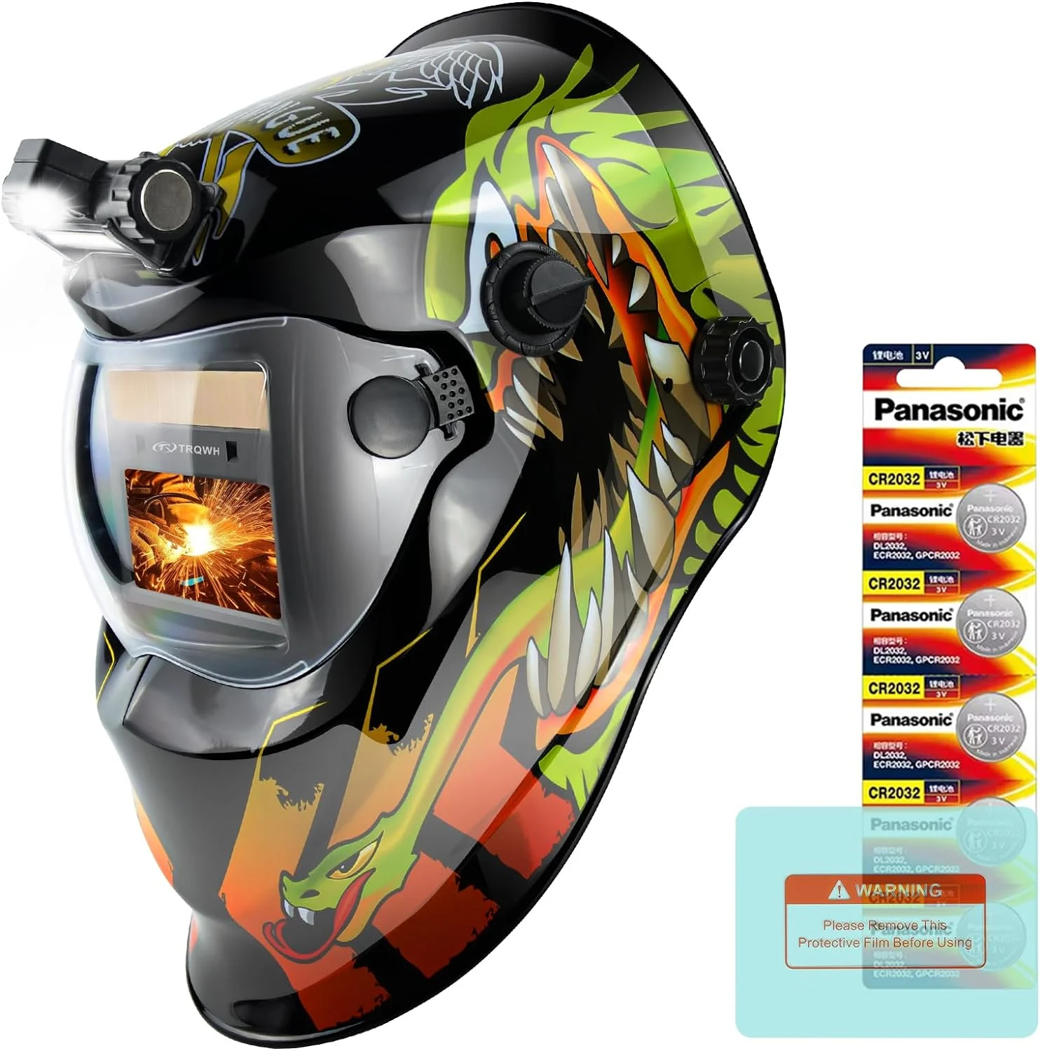 Auto Darkening Welding Helmet with Light Solar Powered True Color Welding Hood 2 Arc Sensor Wide Shade 9-13 Welding Mask with Extra Grinding Mode Weld Helmet
