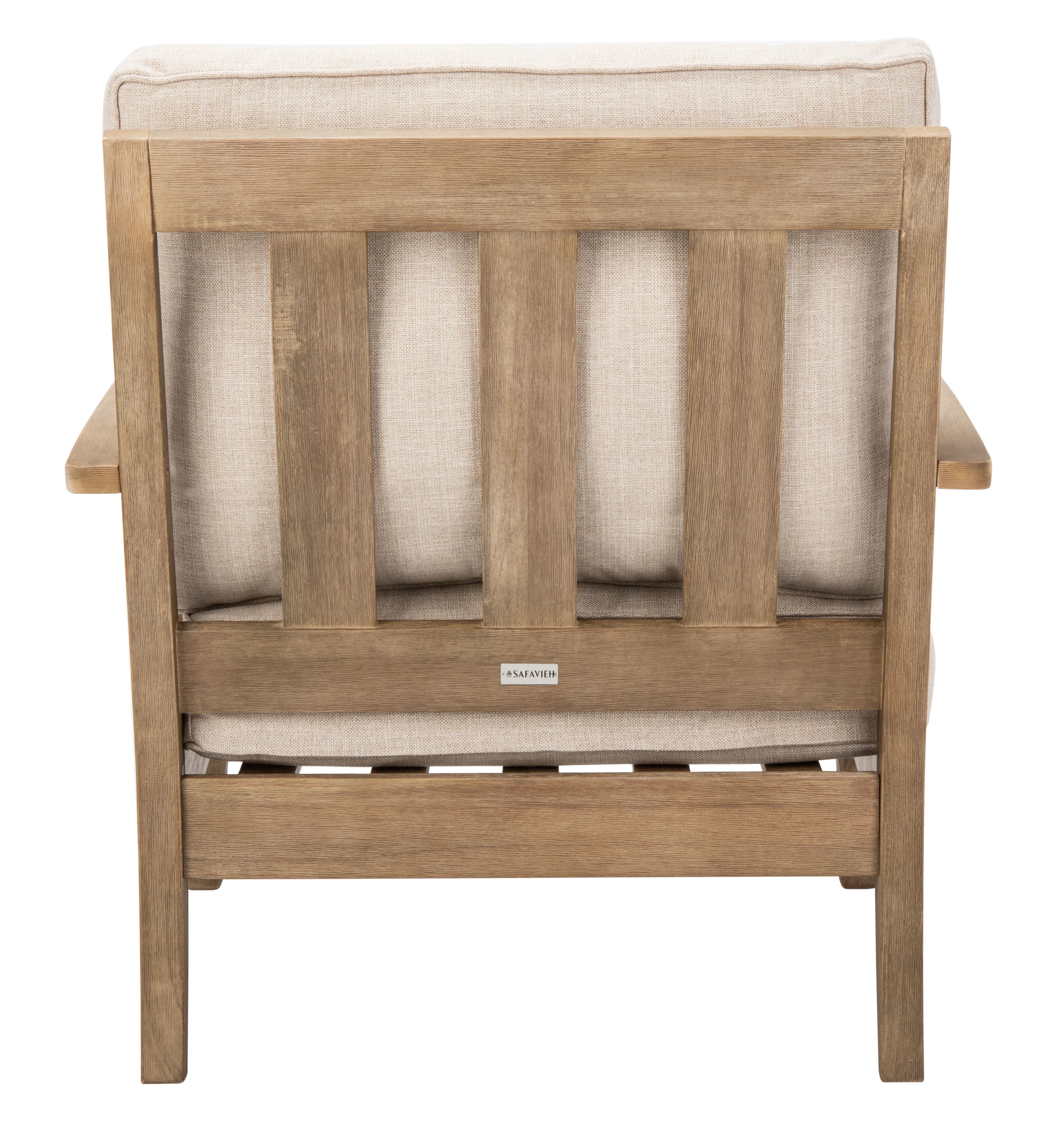SAFAVIEH Couture Martinique Coastal Eucalyptus Wood Solid Armchair, Natural/Beige