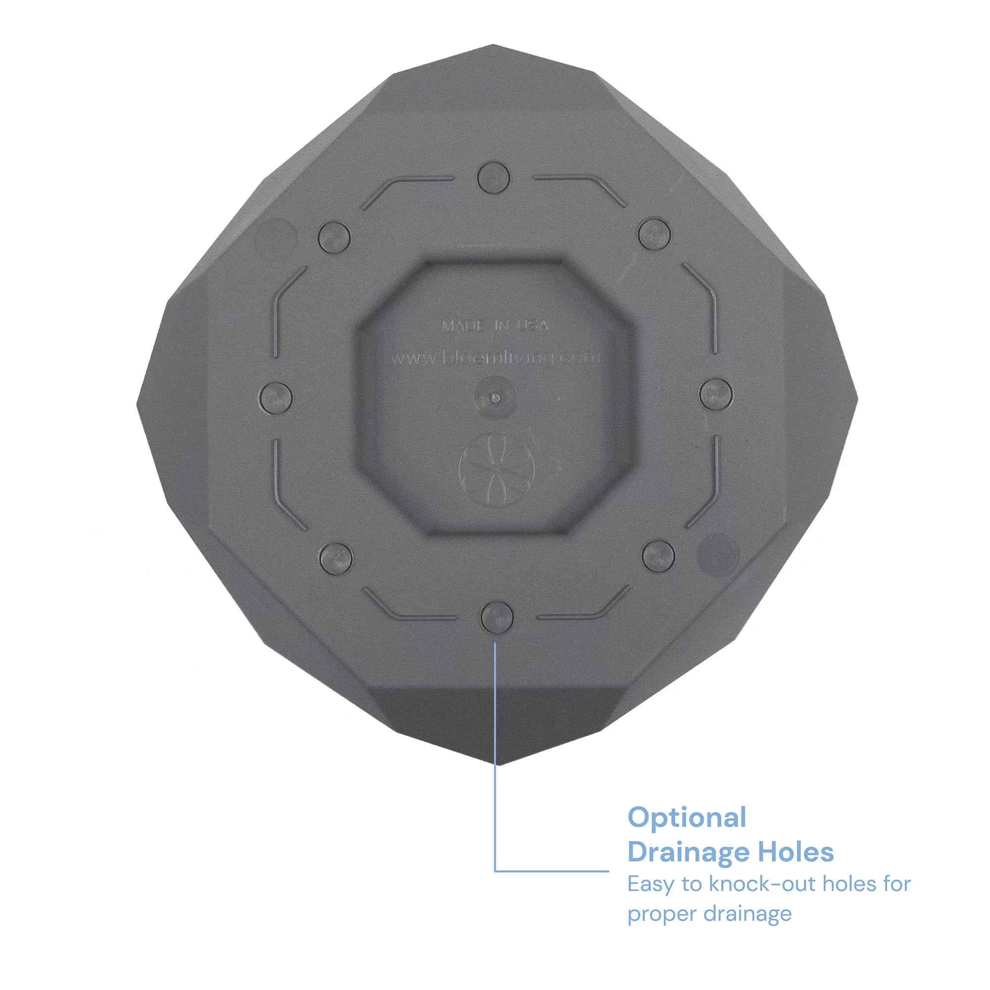 Bloem 10-in Tuxton Geometric Resin Planter - Charcoal Gray