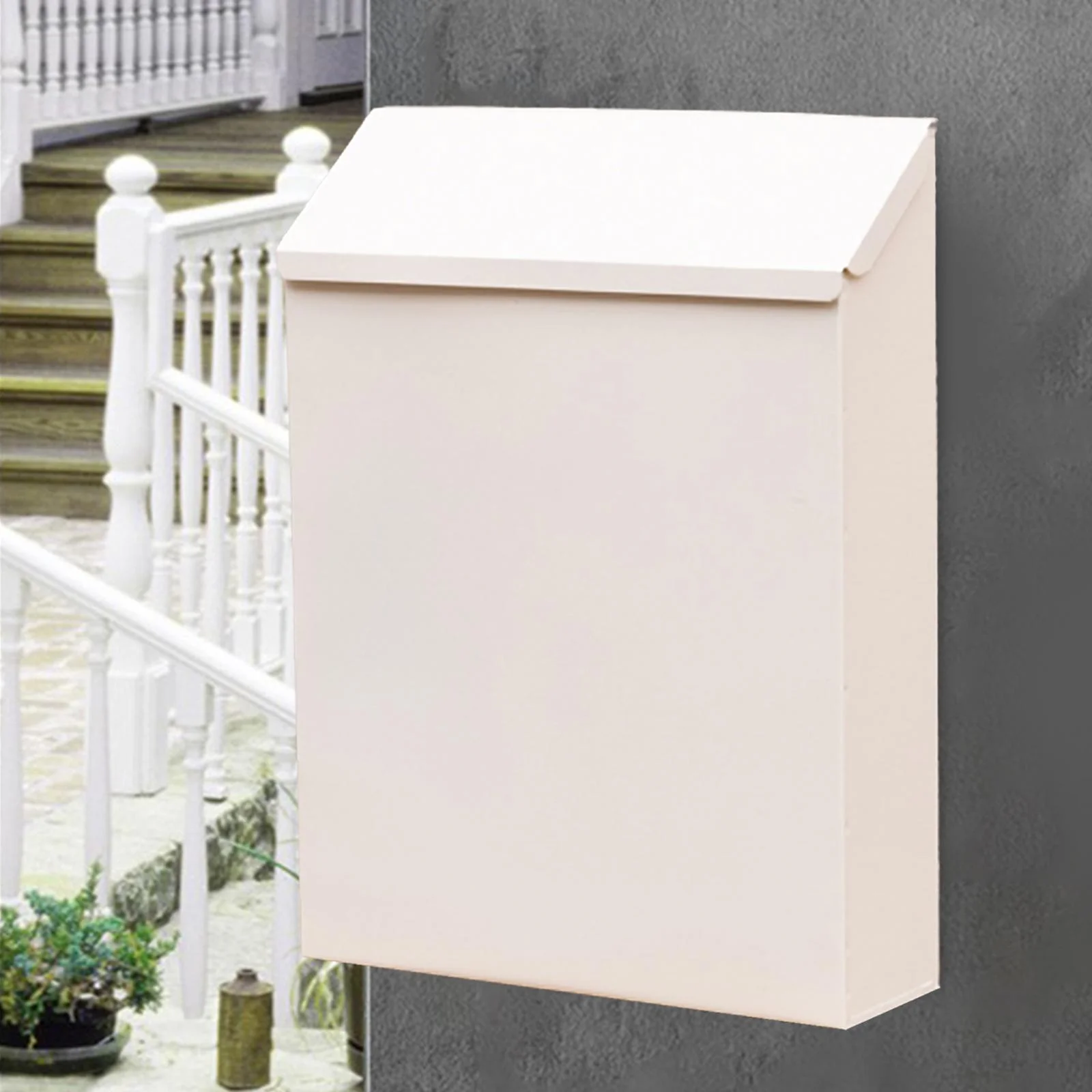 Wall Mounted Mailbox Drop Box with Lock Letterbox Large Capacity Wall Hanging Mail Box Newspaper Holder Box for Outside House white